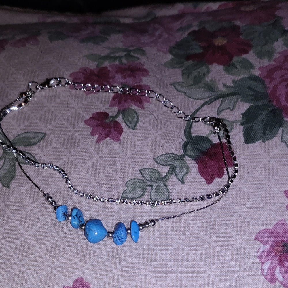Elegant Silver and Blue Beaded Necklace